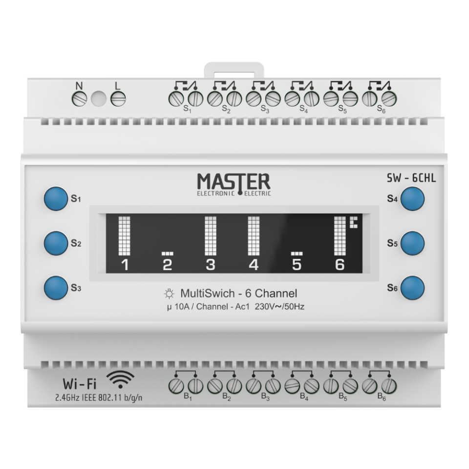 SMART ΔΙΑΚΟΠΤΗΣ ΡΑΓΑΣ 6 CHANNEL 230 VAC / 6x10A (Wi-Fi)