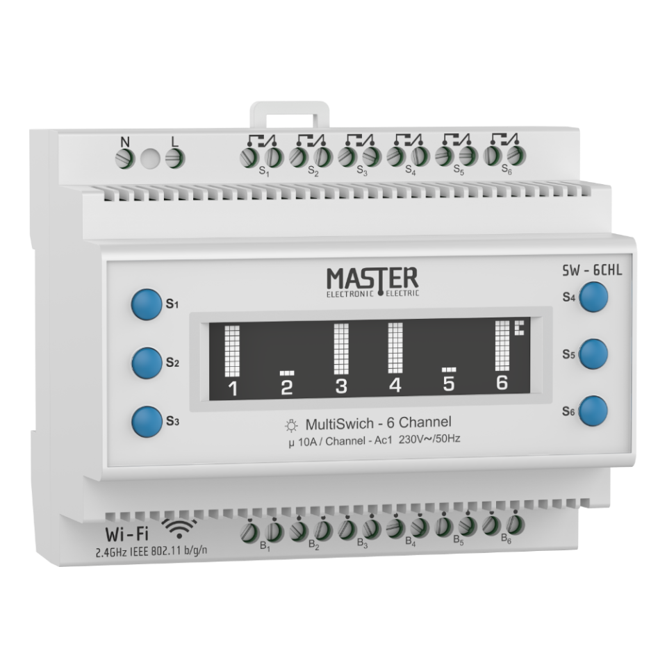 SMART ΔΙΑΚΟΠΤΗΣ ΡΑΓΑΣ 6 CHANNEL 230 VAC / 6x10A (Wi-Fi)